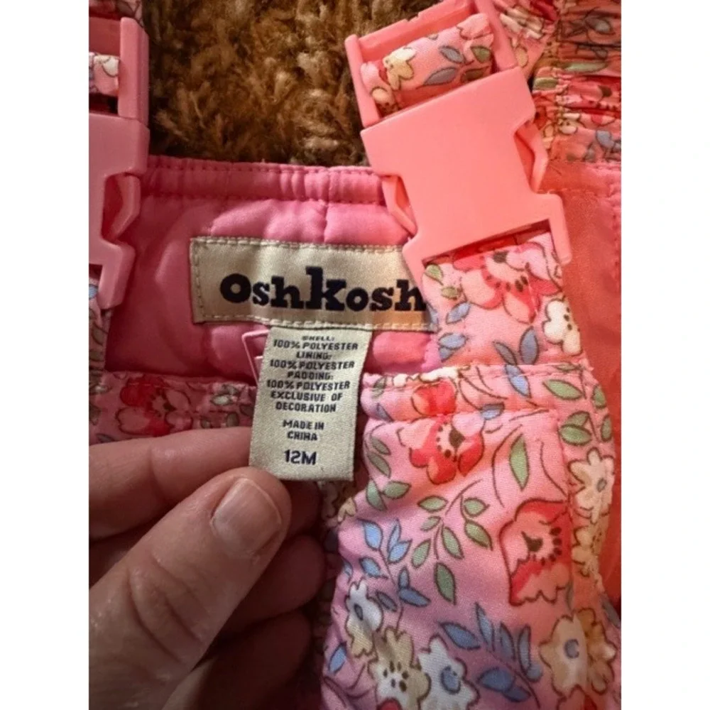 Oshkosh Baby‎ Girls Pink Floral Puffer Winter Snowsuit Jacket Pants Set 12M
